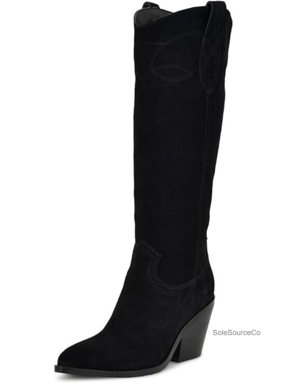 Cowgirl Boots Knee High Suede Pointed Toe Block Heel Western Women's